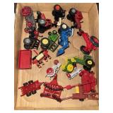 Die cast tractor toys case, John Deere and others