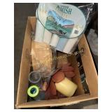 Box with Amish soap and lotus candle holder