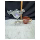 Iridescent compote and carnival cup