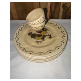 Metlox Poppytrail rooster dishes 5 dinner plates