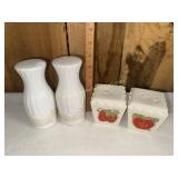 2 pair of vintage salt and pepper shakers one of