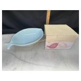 Fish dish and bird salt and pepper shakers