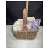 Crochet and tatting in small basket