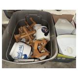 2 boxes- drink dispensers and stands, speakers