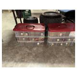 2 storage containers for Christmas ornaments and