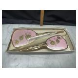 Vintage pink and gold vanity dresser set