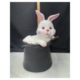 Rabbit in the hat cookie jar has chip on backside