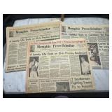 Vintage 1977 Memphis newspapers featuring the
