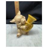 Goebel Pig playing a tuba horn figurine
