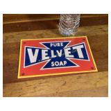 Cast iron velvet soap sign