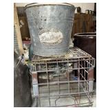 Galvanized bucket and milk crate