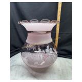Vintage large pink ruffle hurricane lamp shade
