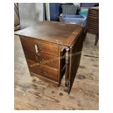 Unusual oak folding sewing table with original
