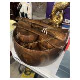 MCM teak salad serving set