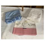 3 pair of hand embroidered and tatted pillow