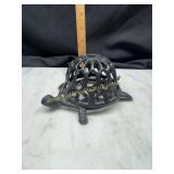 Vintage turtle cast iron string holder