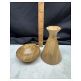 MCM style bamboo salt and pepper shakers