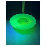 Vaseline glass topaz serving stand