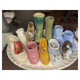 Collection of vintage ceramic and porcelain shoes