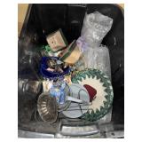 Tote of misc glassware, dishes,