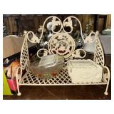Metal art shelf with kitchen bowls