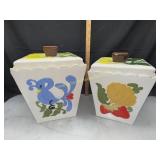 2 mid century ceramic canisters