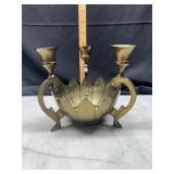 Brass lotus bowl candelabra