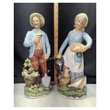 Vintage HOMCO farmer couple figurines