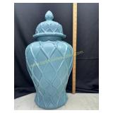 Large blue textured ginger jar