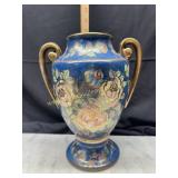 Andre by Sadek urn style vase blue and gold