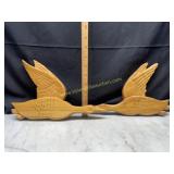 Vintage hand carved geese in flight wall plaques