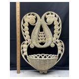 Vintage Homco burwood faux wicker wall planter