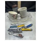 Pocket knives, stone cups/containers and more