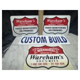3 metal and one plastic sign