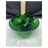 Forest green glass bowl and cups
