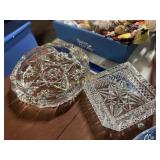 2 vintage crystal ashtrays