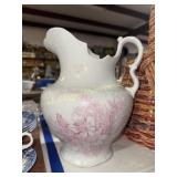 Antique pink transfer ware pitcher