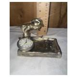 Vintage golfer desk tray and westclox pocket