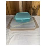 Vintage tupper ware egg carrier and blue lunch it