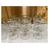 Set of 6 Bartlett Collins goblets with gold and