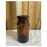 Antique Amber lorillard tobacco co snuff jar- lid