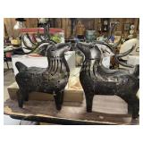 Pair of punched metal reindeer lanterns