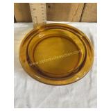 Large amber glass ashtray
