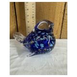 Art glass bluebird paperweight