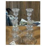 2 pair of crystal candle sticks