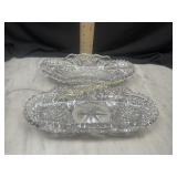 2 cut crystal celery dishes