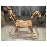 MCM Italian wicker and rattan rocking horse