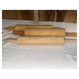 3 wooden rolling pins
