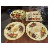 Ceramic fruit serving trays and bowls