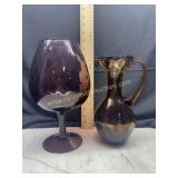Vintage empoli amethyst brandy snifter vase and